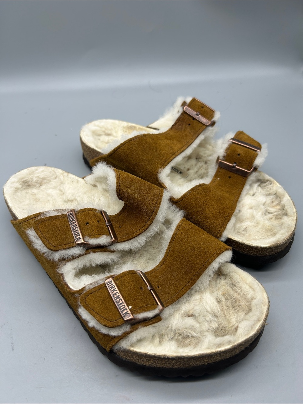 Birkenstock Arizona Shearling Sandals - Mink - Picture 3 of 7